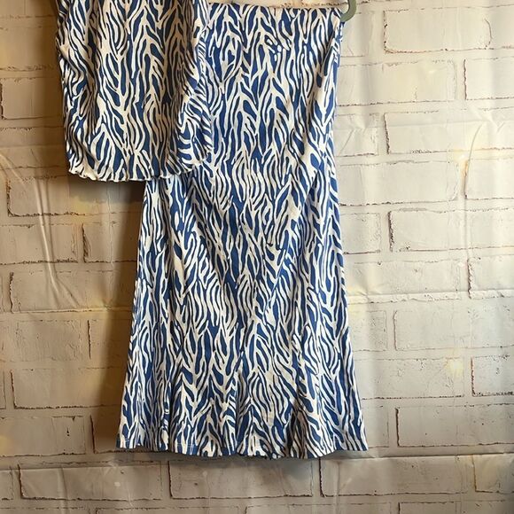 Women’s NWT DIANE VON FURSTENBERG BLUE ZEBRA PRINT CAMI TOP S, AND SKIRT XS SET - Picture 2 of 16
